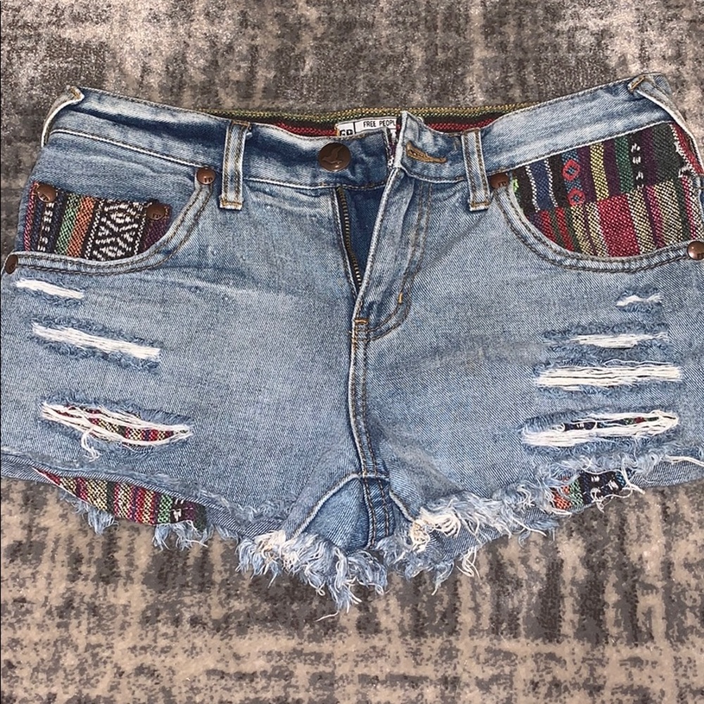 Boho jean shorts